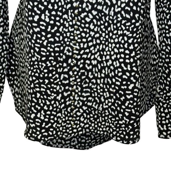 Michael Kors Women's Black and White Leopard Patterned Top Blouse Large - Picture 3 of 10